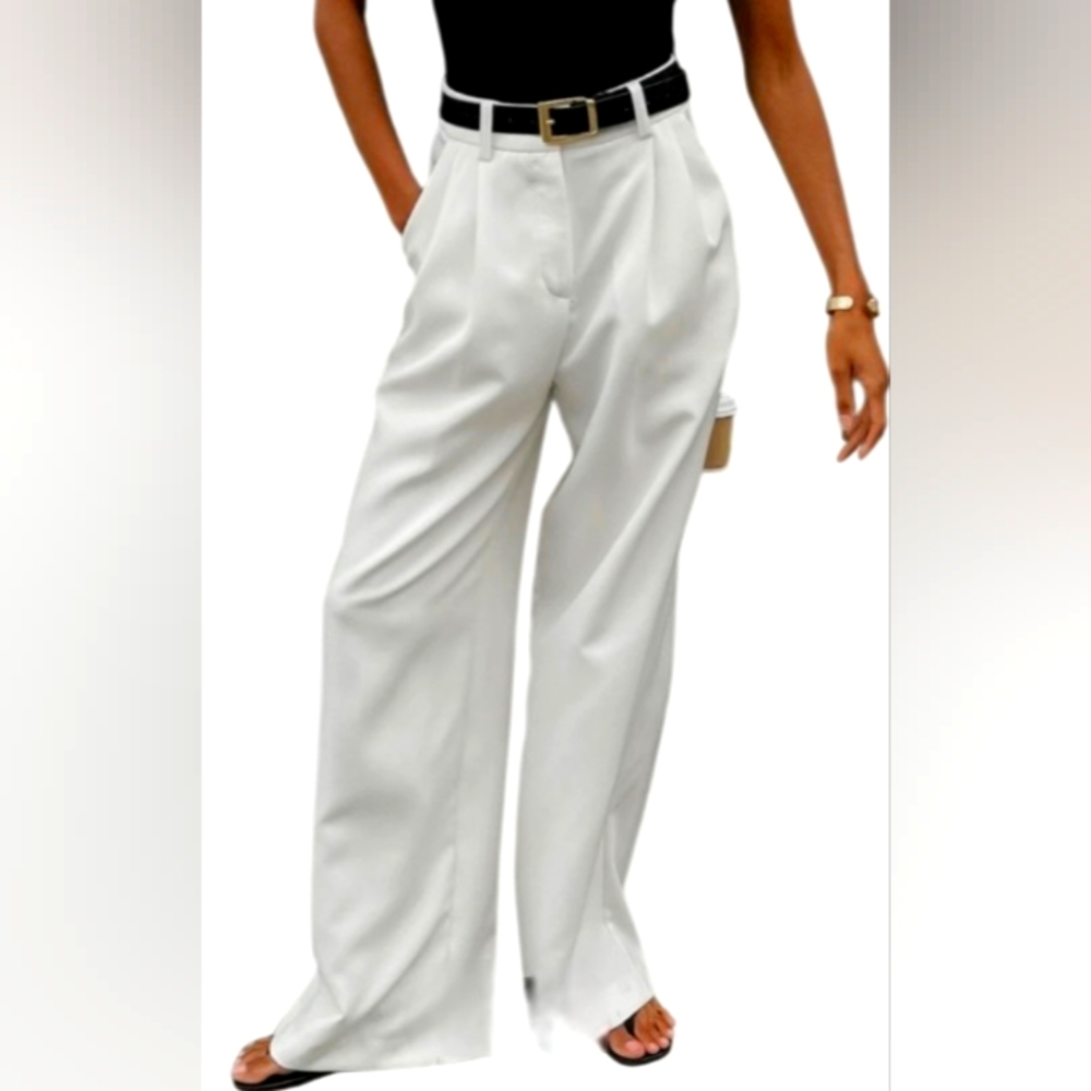 COMMENCE WHITE PANTS WITHOUT BELT - L